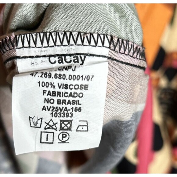 CaCay Maxi Dress Kaftan Made in Brasil Bohemian Tribal Artsy Resort Size M - Picture 11 of 11